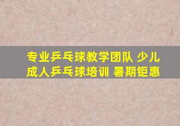 专业乒乓球教学团队 少儿成人乒乓球培训 暑期钜惠